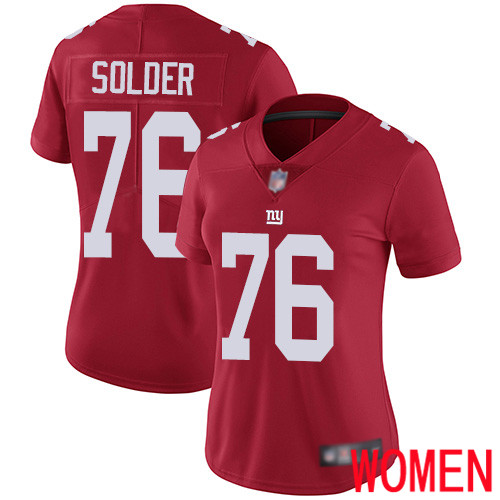 Women New York Giants #76 Nate Solder Red Limited Red Inverted Legend Football NFL Jersey->women nfl jersey->Women Jersey